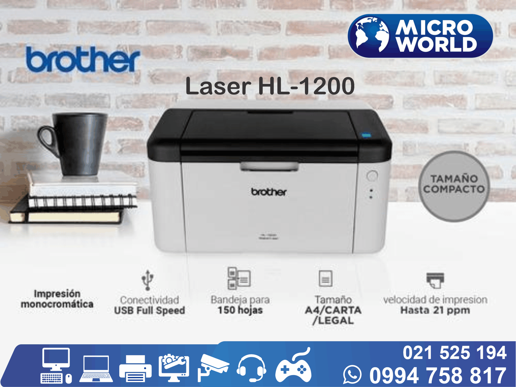 Impresora Brother Laser HL-1200 – Microworld S.A.